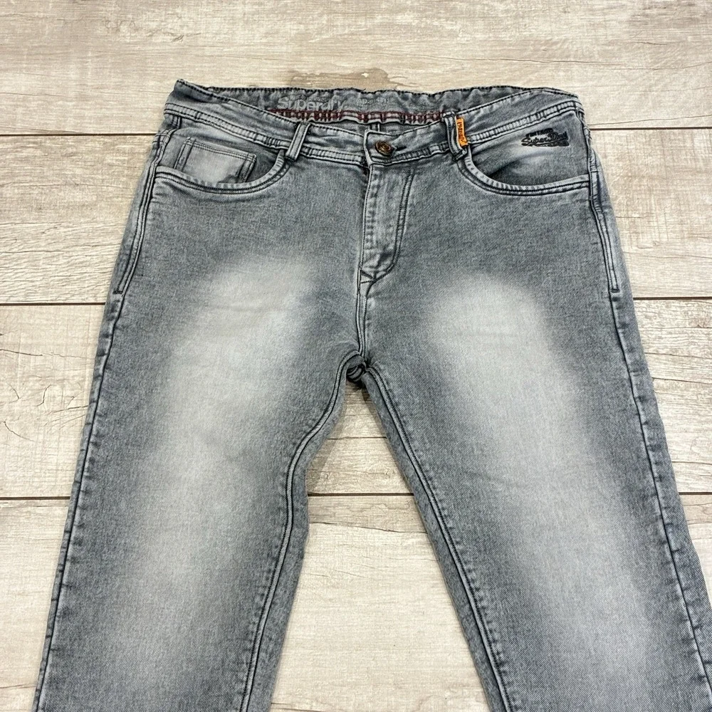 Superdry Vintage Superset Hightek Gray Acid Wash Jeans 32x30 Y2K Orange Tab
